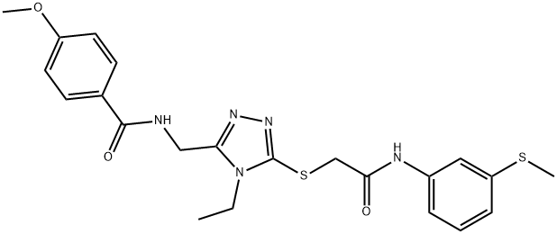 N-{[4-ethyl-5-({2-[3-(methylsulfanyl)anilino]-2-oxoethyl}sulfanyl)-4H-1,2,4-triazol-3-yl]methyl}-4-methoxybenzamide Struktur