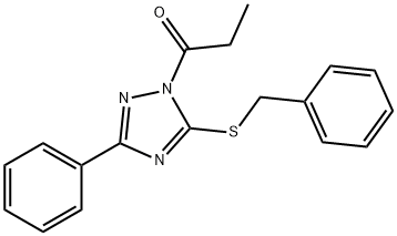 5-(benzylsulfanyl)-3-phenyl-1-propionyl-1H-1,2,4-triazole Struktur