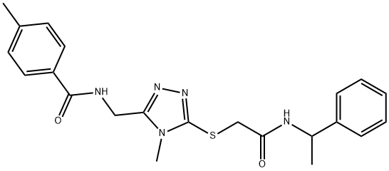 4-methyl-N-{[4-methyl-5-({2-oxo-2-[(1-phenylethyl)amino]ethyl}sulfanyl)-4H-1,2,4-triazol-3-yl]methyl}benzamide Struktur