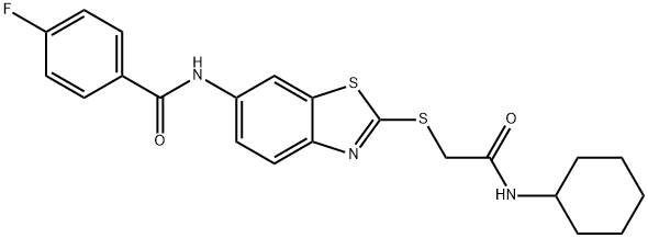 N-(2-{[2-(cyclohexylamino)-2-oxoethyl]sulfanyl}-1,3-benzothiazol-6-yl)-4-fluorobenzamide Struktur