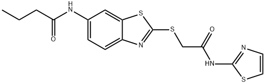 N-(2-{[2-oxo-2-(1,3-thiazol-2-ylamino)ethyl]sulfanyl}-1,3-benzothiazol-6-yl)butanamide Struktur