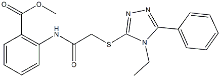 methyl2-({[(4-ethyl-5-phenyl-4H-1,2,4-triazol-3-yl)thio]acetyl}amino)benzoate Struktur