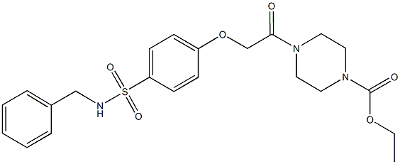 ethyl4-({4-[(benzylamino)sulfonyl]phenoxy}acetyl)-1-piperazinecarboxylate Struktur