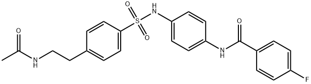 N-{4-[({4-[2-(acetylamino)ethyl]phenyl}sulfonyl)amino]phenyl}-4-fluorobenzamide Struktur