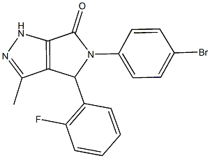 5-(4-bromophenyl)-4-(2-fluorophenyl)-3-methyl-4,5-dihydropyrrolo[3,4-c]pyrazol-6(1H)-one Struktur