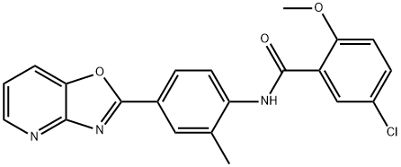 5-chloro-2-methoxy-N-(2-methyl-4-[1,3]oxazolo[4,5-b]pyridin-2-ylphenyl)benzamide Struktur