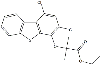 ethyl 2-[(1,3-dichlorodibenzo[b,d]thien-4-yl)oxy]-2-methylpropanoate Struktur