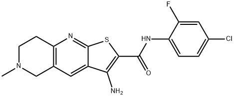 3-amino-N-(4-chloro-2-fluorophenyl)-6-methyl-5,6,7,8-tetrahydrothieno[2,3-b][1,6]naphthyridine-2-carboxamide Struktur