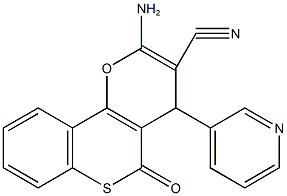 2-amino-5-oxo-4-(3-pyridinyl)-4H,5H-thiochromeno[4,3-b]pyran-3-carbonitrile Struktur