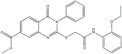 methyl 2-{[2-(2-ethoxyanilino)-2-oxoethyl]sulfanyl}-4-oxo-3-phenyl-3,4-dihydro-7-quinazolinecarboxylate Struktur