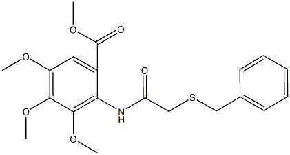 methyl 2-{[(benzylsulfanyl)acetyl]amino}-3,4,5-trimethoxybenzoate Struktur