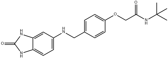 N-(tert-butyl)-2-(4-{[(2-oxo-2,3-dihydro-1H-benzimidazol-5-yl)amino]methyl}phenoxy)acetamide Struktur