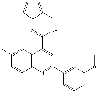 6-ethyl-N-(2-furylmethyl)-2-(3-methoxyphenyl)-4-quinolinecarboxamide Struktur