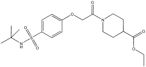 ethyl1-({4-[(tert-butylamino)sulfonyl]phenoxy}acetyl)-4-piperidinecarboxylate Struktur