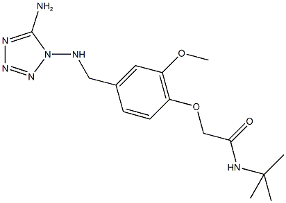 2-(4-{[(5-amino-1H-tetraazol-1-yl)amino]methyl}-2-methoxyphenoxy)-N-(tert-butyl)acetamide Struktur