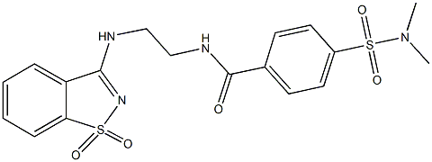 4-[(dimethylamino)sulfonyl]-N-{2-[(1,1-dioxido-1,2-benzisothiazol-3-yl)amino]ethyl}benzamide Struktur