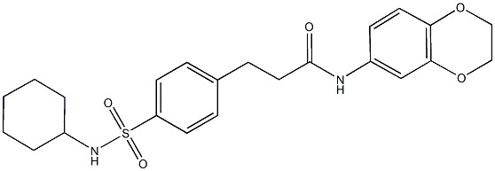 3-{4-[(cyclohexylamino)sulfonyl]phenyl}-N-(2,3-dihydro-1,4-benzodioxin-6-yl)propanamide Struktur