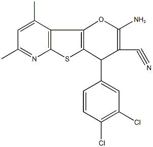 2-amino-4-(3,4-dichlorophenyl)-7,9-dimethyl-4H-pyrano[2',3':4,5]thieno[2,3-b]pyridine-3-carbonitrile Struktur