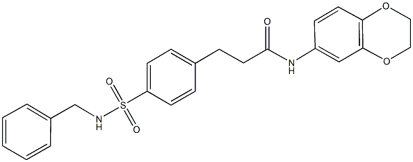 3-{4-[(benzylamino)sulfonyl]phenyl}-N-(2,3-dihydro-1,4-benzodioxin-6-yl)propanamide Struktur