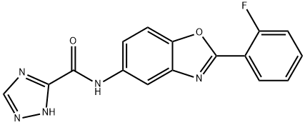 N-[2-(2-fluorophenyl)-1,3-benzoxazol-5-yl]-1H-1,2,4-triazole-3-carboxamide Struktur