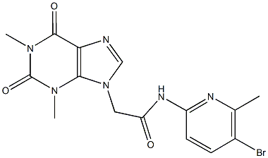 N-(5-bromo-6-methyl-2-pyridinyl)-2-(1,3-dimethyl-2,6-dioxo-1,2,3,6-tetrahydro-9H-purin-9-yl)acetamide Struktur