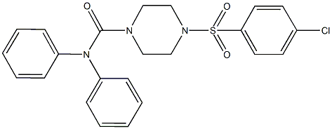 4-[(4-chlorophenyl)sulfonyl]-N,N-diphenyl-1-piperazinecarboxamide Struktur