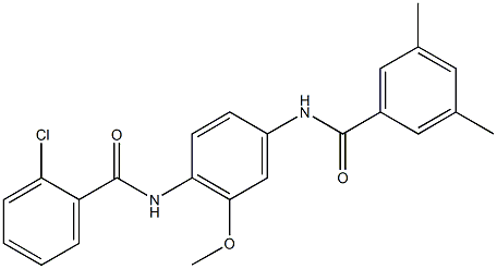 N-{4-[(2-chlorobenzoyl)amino]-3-methoxyphenyl}-3,5-dimethylbenzamide Struktur