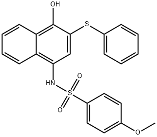 N-[4-hydroxy-3-(phenylsulfanyl)-1-naphthyl]-4-methoxybenzenesulfonamide Struktur