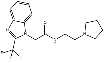 N-[2-(1-pyrrolidinyl)ethyl]-2-[2-(trifluoromethyl)-1H-benzimidazol-1-yl]acetamide Struktur