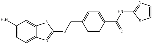 4-{[(6-amino-1,3-benzothiazol-2-yl)sulfanyl]methyl}-N-(1,3-thiazol-2-yl)benzamide Struktur