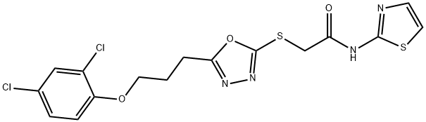 2-({5-[3-(2,4-dichlorophenoxy)propyl]-1,3,4-oxadiazol-2-yl}sulfanyl)-N-(1,3-thiazol-2-yl)acetamide Struktur