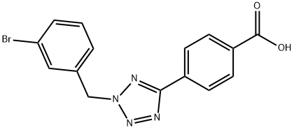 4-[2-(3-bromobenzyl)-2H-tetraazol-5-yl]benzoic acid Struktur