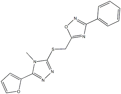 5-(2-furyl)-4-methyl-4H-1,2,4-triazol-3-yl (3-phenyl-1,2,4-oxadiazol-5-yl)methyl sulfide Struktur