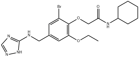 2-{2-bromo-6-ethoxy-4-[(1H-1,2,4-triazol-3-ylamino)methyl]phenoxy}-N-cyclohexylacetamide Struktur