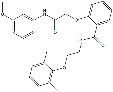 N-[2-(2,6-dimethylphenoxy)ethyl]-2-[2-(3-methoxyanilino)-2-oxoethoxy]benzamide Struktur