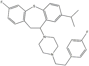 1-(3-fluoro-8-isopropyl-10,11-dihydrodibenzo[b,f]thiepin-10-yl)-4-[2-(4-fluorophenyl)ethyl]piperazine Struktur