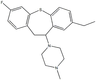 1-(8-ethyl-3-fluoro-10,11-dihydrodibenzo[b,f]thiepin-10-yl)-4-methylpiperazine Struktur