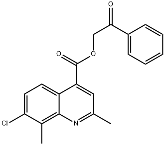 2-oxo-2-phenylethyl 7-chloro-2,8-dimethyl-4-quinolinecarboxylate Struktur