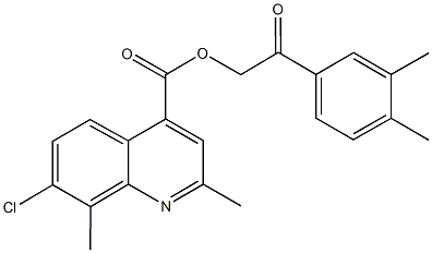 2-(3,4-dimethylphenyl)-2-oxoethyl 7-chloro-2,8-dimethyl-4-quinolinecarboxylate Struktur