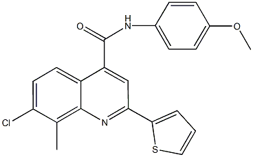 7-chloro-N-(4-methoxyphenyl)-8-methyl-2-(2-thienyl)-4-quinolinecarboxamide Struktur