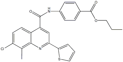 propyl 4-({[7-chloro-8-methyl-2-(2-thienyl)-4-quinolinyl]carbonyl}amino)benzoate Struktur