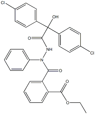 ethyl 2-({2-[bis(4-chlorophenyl)(hydroxy)acetyl]-1-phenylhydrazino}carbonyl)benzoate Struktur