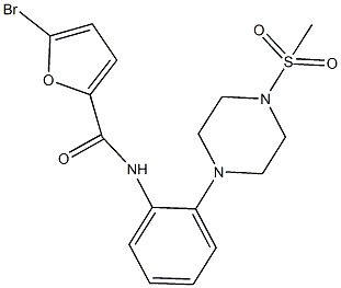 5-bromo-N-{2-[4-(methylsulfonyl)-1-piperazinyl]phenyl}-2-furamide Struktur