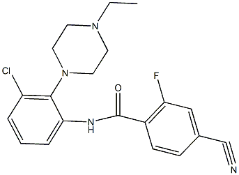 N-[3-chloro-2-(4-ethyl-1-piperazinyl)phenyl]-4-cyano-2-fluorobenzamide Struktur