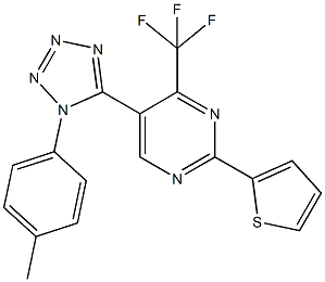 5-[1-(4-methylphenyl)-1H-tetraazol-5-yl]-2-(2-thienyl)-4-(trifluoromethyl)pyrimidine Struktur