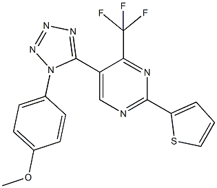 5-[1-(4-methoxyphenyl)-1H-tetraazol-5-yl]-2-(2-thienyl)-4-(trifluoromethyl)pyrimidine Struktur