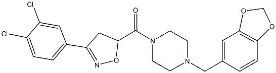 1-(1,3-benzodioxol-5-ylmethyl)-4-{[3-(3,4-dichlorophenyl)-4,5-dihydro-5-isoxazolyl]carbonyl}piperazine Struktur