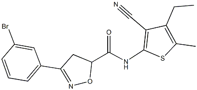 3-(3-bromophenyl)-N-(3-cyano-4-ethyl-5-methyl-2-thienyl)-4,5-dihydro-5-isoxazolecarboxamide Struktur