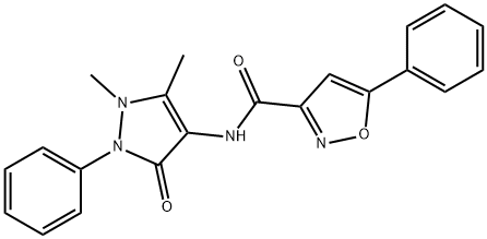 N-(1,5-dimethyl-3-oxo-2-phenyl-2,3-dihydro-1H-pyrazol-4-yl)-5-phenyl-3-isoxazolecarboxamide Struktur