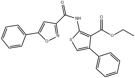 ethyl 4-phenyl-2-{[(5-phenyl-3-isoxazolyl)carbonyl]amino}-3-thiophenecarboxylate Struktur